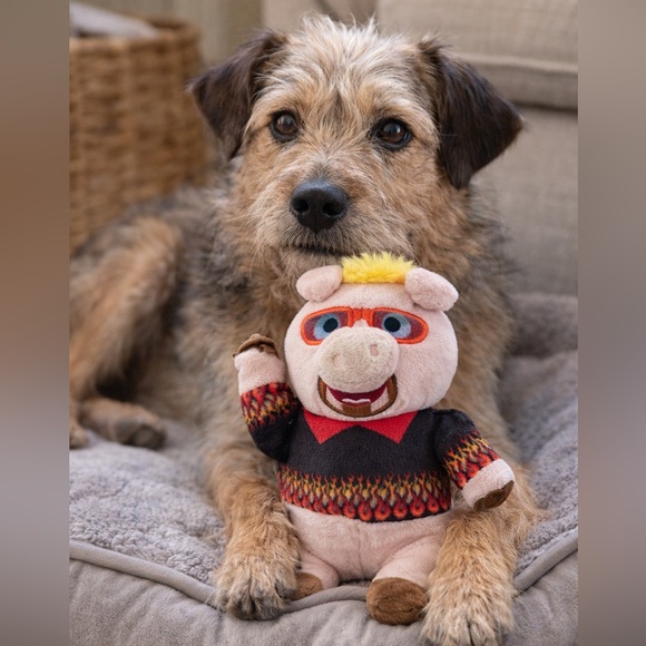 BarkBox Pink Pig Furreri Rockstar Plush Dog Toy Medium Crinkle Squeaker - Picture 6 of 7